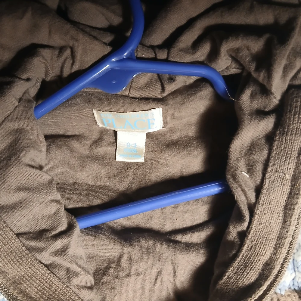 The Children's Place Knit Hooded Jacket - Brown, Cream, and Blue